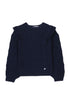Floral Dhibiscus Crochet Sweater - Navy