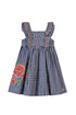 Embroidered Gingham Dress - Navy