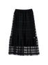 Long Pleated Skirt In Tulle Embroidered - Black