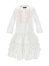 White Embroidered Ruffle Dress