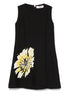 Crepe Dress with Sunflower Motif