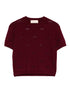 Fine Knit Short Sleeved Sweater with Rhinestone